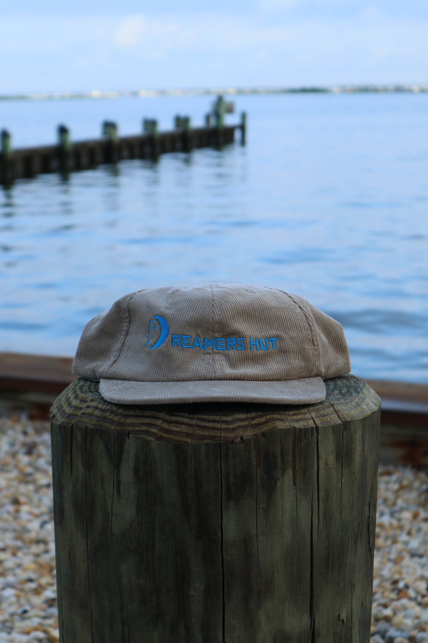 Corduroy Hat - Blue Embroidered