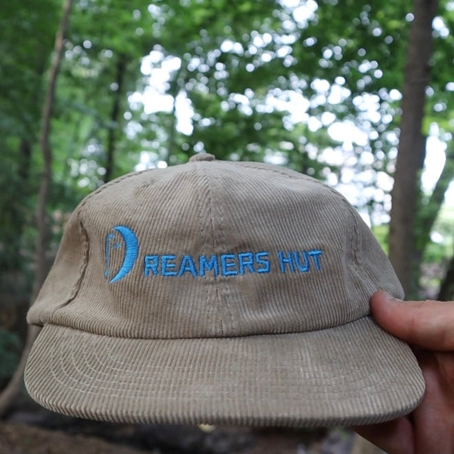 Corduroy Hat - Blue Embroidered