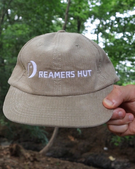 Corduroy Hat - White Embroidered