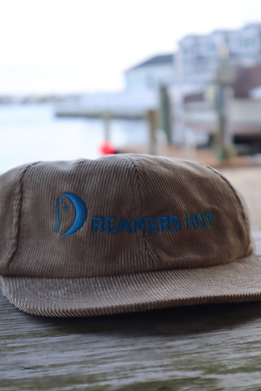 Corduroy Hat - Blue Embroidered