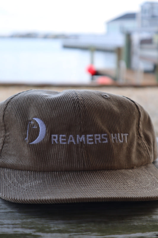 Corduroy Hat - White Embroidered